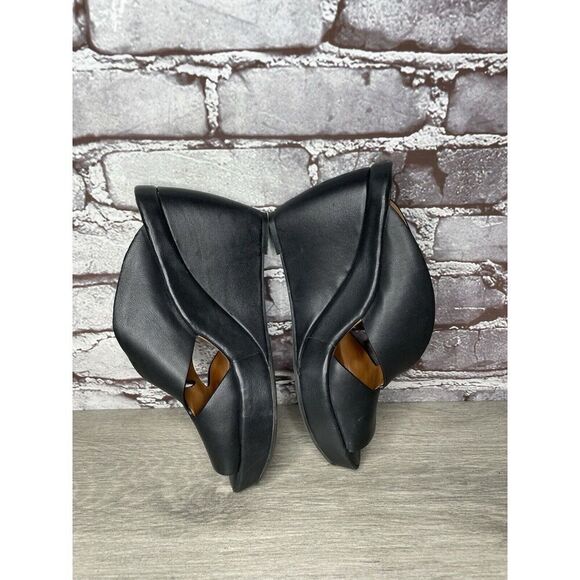 L'Amour Des Pieds Black Leather Strappy Wedge Open Toe Sandals Women 7M US/38EU - Picture 11 of 16